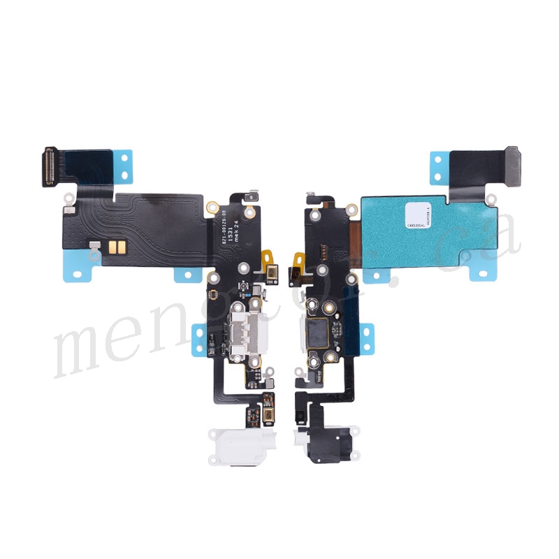 Charging Port with Flex Cable, Earphone Jack and Mic for iPhone 6S Plus(5.5 inches)(Super High Quality) - White