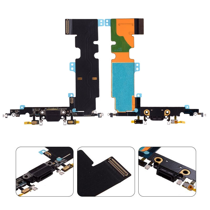 Charging Port with Flex Cable and Mic for iPhone 8 Plus(5.5 inches) - Black