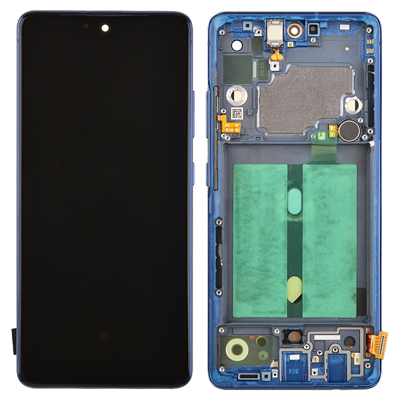 OLED Screen Digitizer Assembly with Frame for Samsung Galaxy A51 5G UW A516V - Prism Bricks Blue