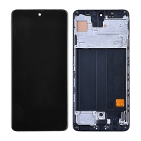 LCD Screen Digitizer Assembly +Bezel Frame for Samsung Galaxy A51 2019 A515 (Incell) - Prism Crush Black (No fingerprint function)