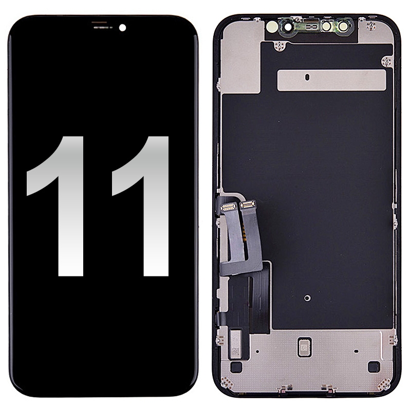 PH-LCD-IP-00102BKA LCD Screen Digitizer Assembly with Back Plate for iPhone 11 (High Quality) - Black