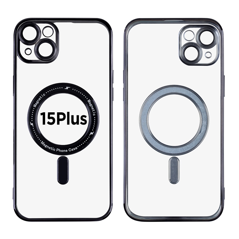 MT-TC-IP-00058BK Magnetic Soft Phone Case for iPhone 15 Plus - Black