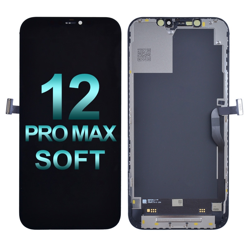 PH-LCD-IP-001113BKSR Premium Soft OLED Screen Digitizer Assembly with Portable IC for iPhone 12 Pro Max (Aftermarket Plus) - Black