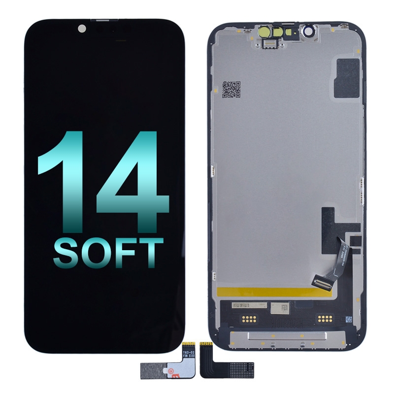 PH-LCD-IP-001313BKSR Premium Soft OLED Screen Digitizer Assembly with Portable IC for iPhone 14 (Aftermarket Plus) - Black