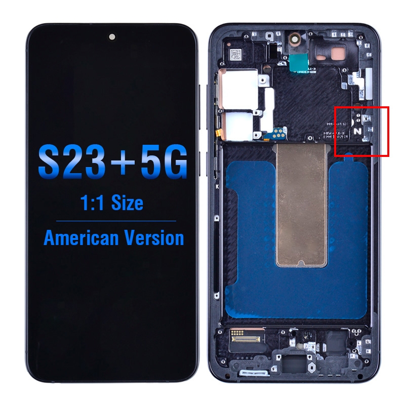 PH-LCD-SS-003463BKE OLED Screen Digitizer Assembly with Frame for Samsung Galaxy S23 Plus 5G S916 (for America Version) (Aftermarket 1:1 Size) - Phantom Black