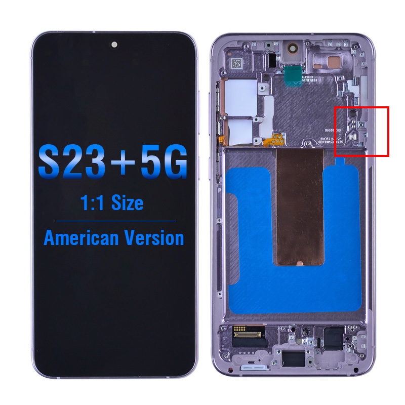 PH-LCD-SS-003463PLE OLED Screen Digitizer Assembly with Frame for Samsung Galaxy S23 Plus 5G S916 (for America Version) (Aftermarket 1:1 Size) - Lavender