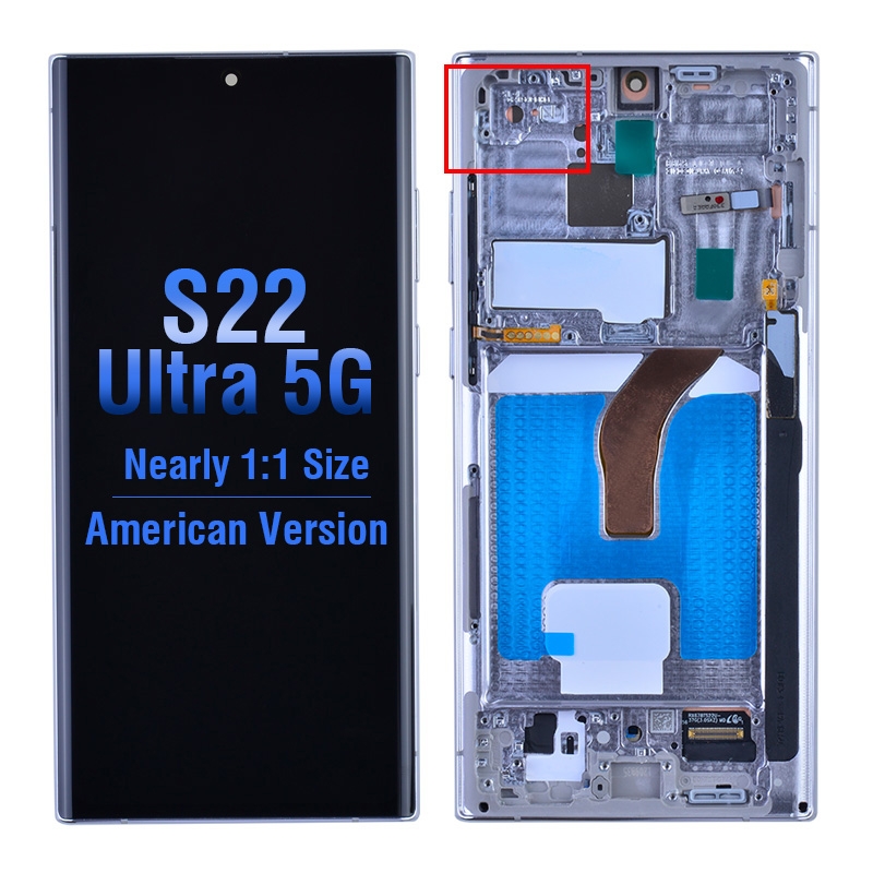 PH-LCD-SS-003343WHE OLED Screen Digitizer with Frame Replacement for Samsung Galaxy S22 Ultra 5G S908 (Aftermarket) - White