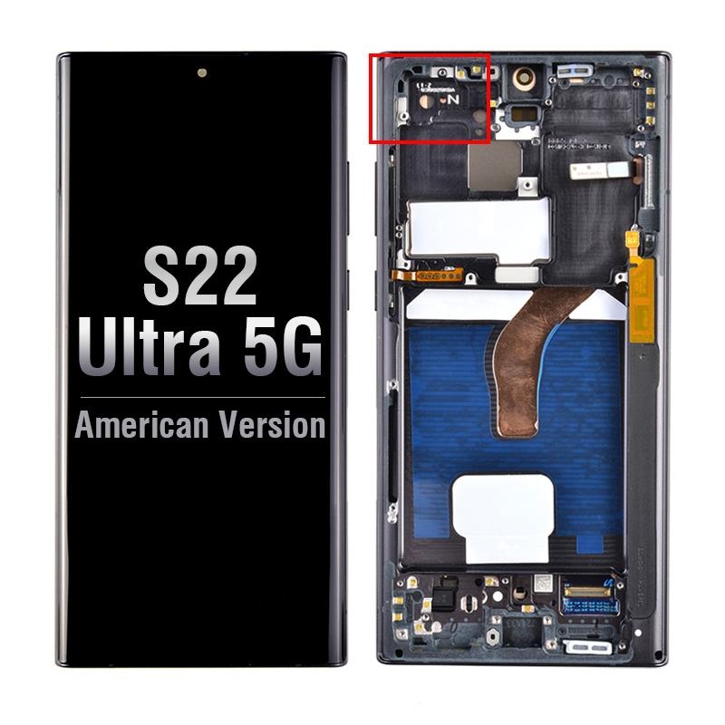OLED Screen Digitizer Assembly with Frame for Samsung Galaxy Galaxy S22 Ultra 5G S908 (Service Pack) - Phantom Black